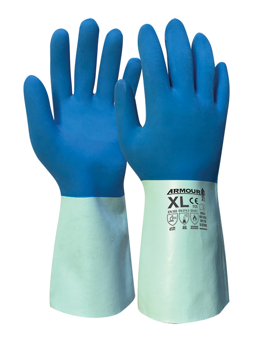 BLUE LATEX CHEMICAL & HEAT GAUNTLET GLOVE XL