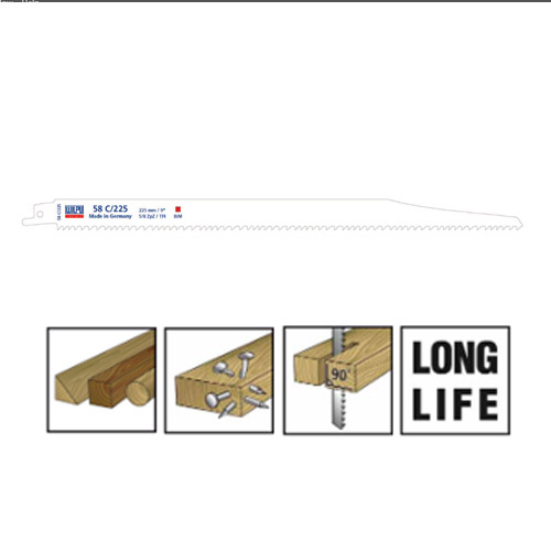WILPU 58C/225 BI METAL SABRE SAW WOOD/NAIL BLADE