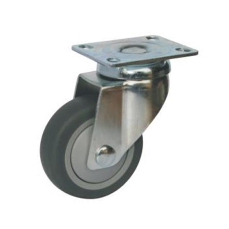 GREY 75mm RUBBER CASTOR SWIVEL (60KG)