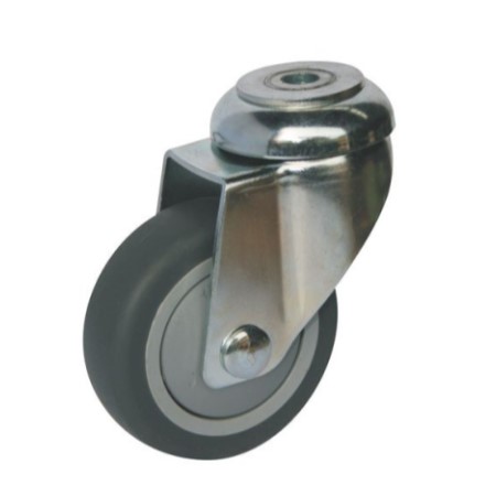 GREY 75mm RUBBER CASTOR SWIVEL BOLT HOLE (60KG)